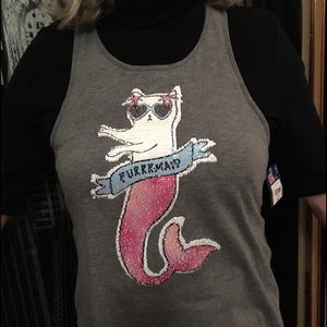 Purrmaid tank top with reversible sequins
